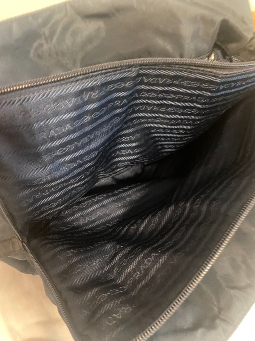 Authentic Preowned Classic Prada Nylon Shoulder Bag in Dark Navy. - Picture 10 of 17